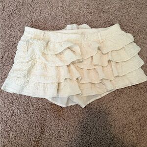 American Threads Ivory Tiered Ruffle Mini Skort Cottagecore Coquette